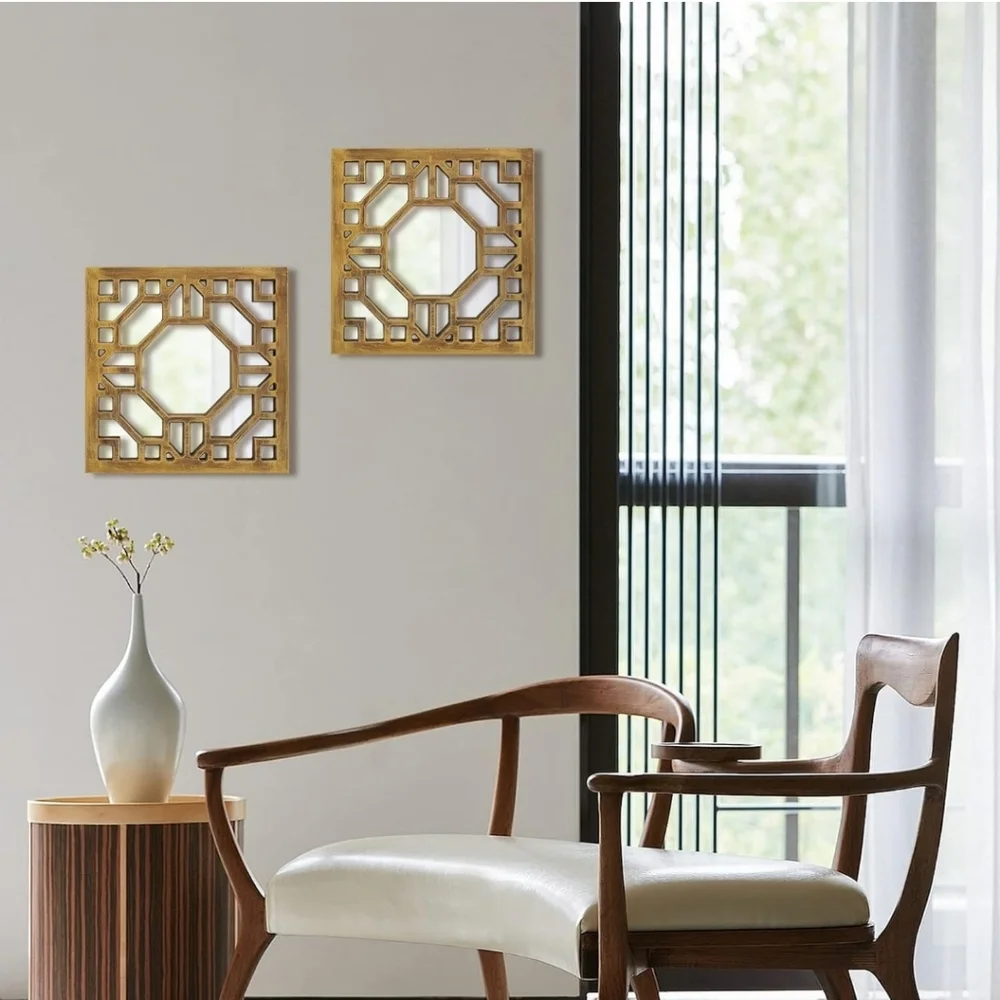 Wood Framed Mirror Set (2)